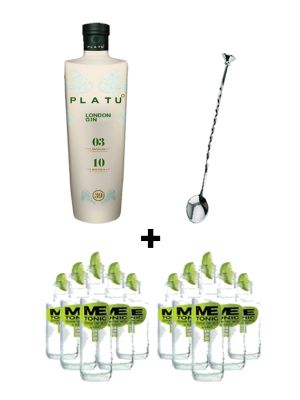 Lote 1 X Ginebra Platu + Cuchara Trenzada + 10 Tónica Me Tonic