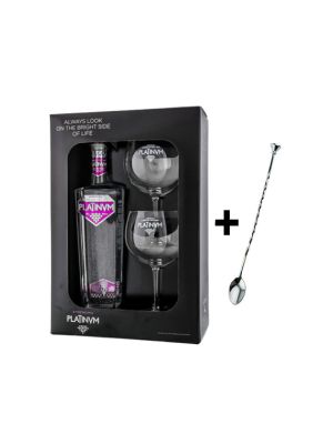 Ginebra Platinvm London Dry Gin Premium + 2 Copas + Cuchara Trenzada