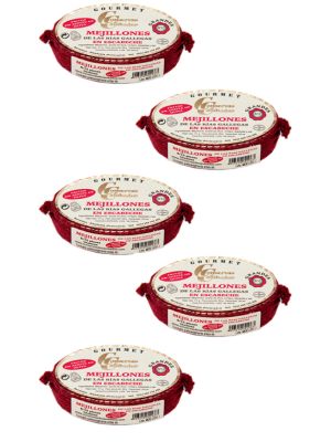 Pack 5 Latas Mejillones Ria Escabeche 8/12 Gourmet Ro-120 F