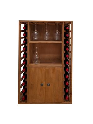 Botellero Pino Godello 22 Botellas con 2 Puertas Y Soporte Copas