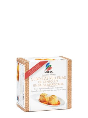 Cebollas Rellenas de Centollo en Salsa Mariscada Laurel
