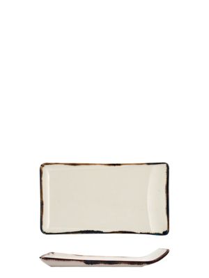 Fuente Rectangular curvada de 21,5 x 12 cm borde marrón